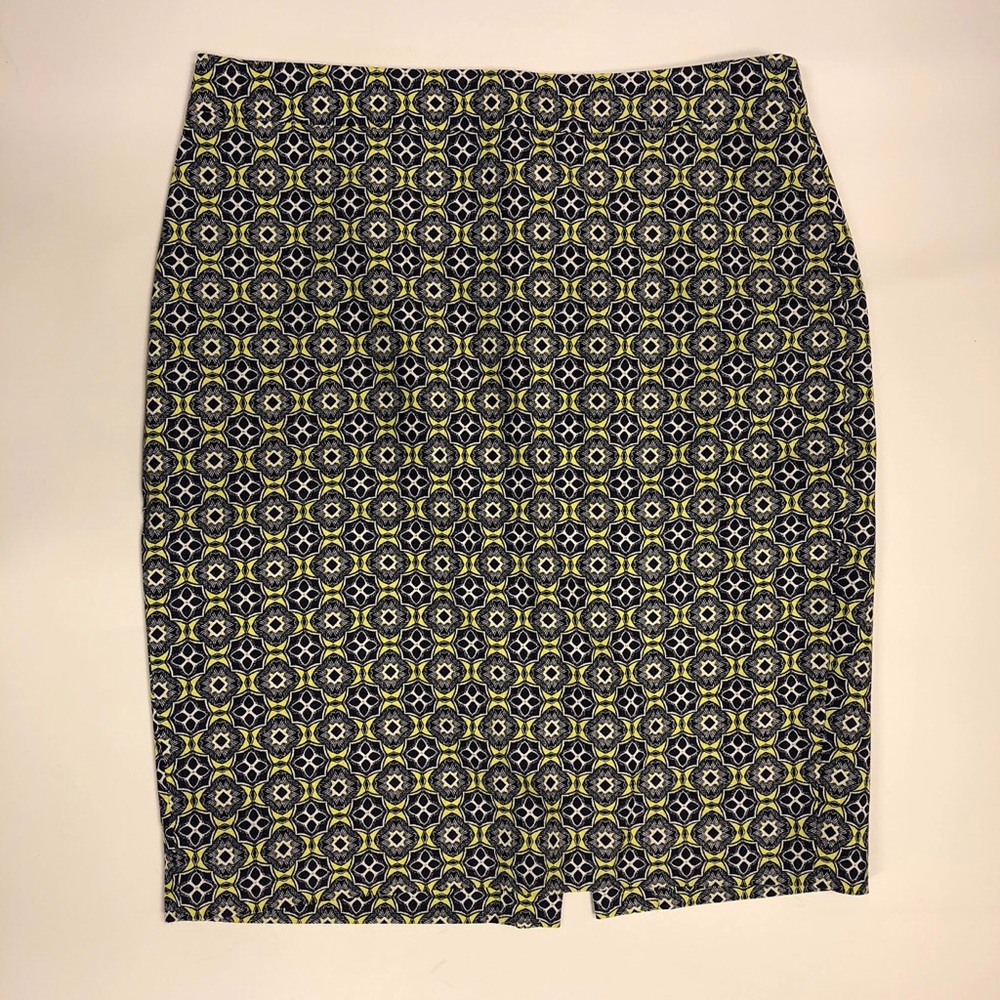 {2} Navy/Yellow J. Crew Factory Pencil Skirt